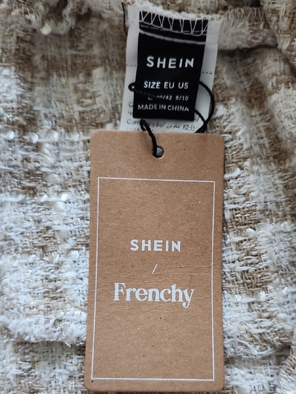 SHEIN Cream and Tan Tweed Skort Shorts - Picture 2 of 9
